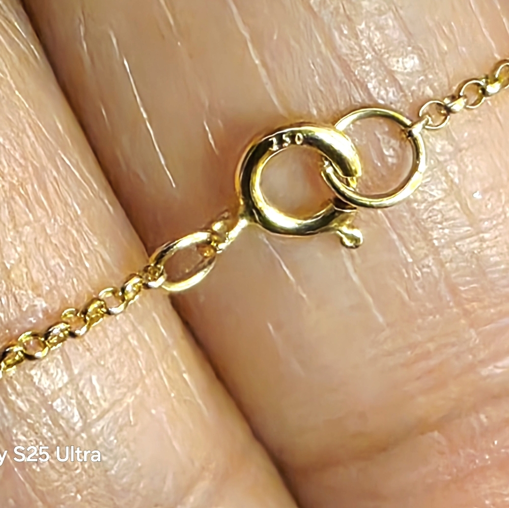 💛18k Rolo Gold Chain Necklace- Size 16 - Picture 3 of 4